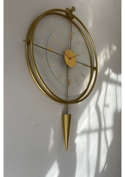 50x90cm Turuncu Modern Cam Duvar Saati, Kırılmaz ve Tamperli Tasarım