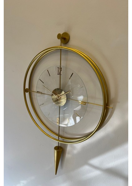 50x90cm Turuncu Modern Cam Duvar Saati, Kırılmaz ve Tamperli Tasarım