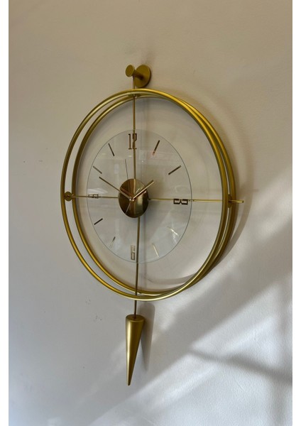 50x90cm Turuncu Modern Cam Duvar Saati, Kırılmaz ve Tamperli Tasarım