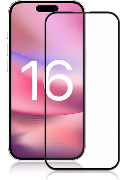 Apple iPhone 16 Uyumlu Tam Kapatan Tamperli Cam Ekran Koruyucu Kırılmaz Cam
