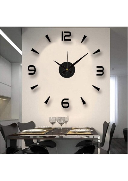 Büyük Boy 3D Rakamlı Modern Yuvarlak Duvar Saati, Siyah ve Füme Renkli, Şık ve Zarif Tasarım fiyatları