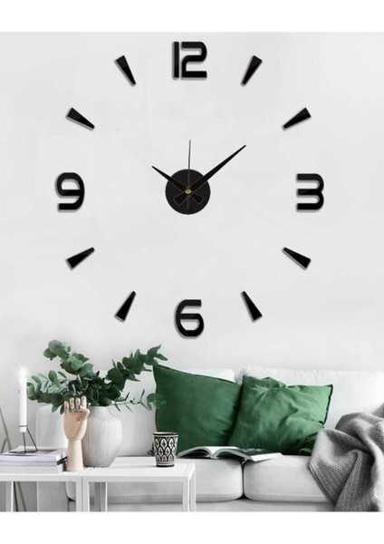 Büyük Boy 3D Rakamlı Modern Yuvarlak Duvar Saati, Siyah ve Füme Renkli, Şık ve Zarif Tasarım modelleri