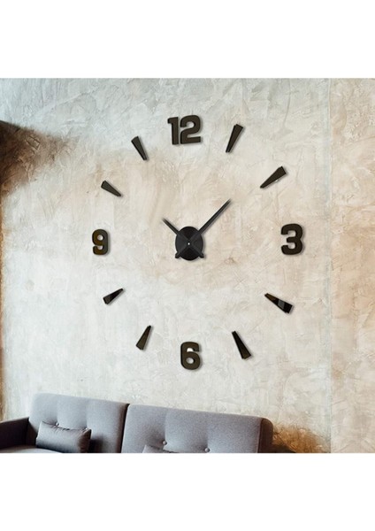 Büyük Boy 3D Rakamlı Modern Yuvarlak Duvar Saati, Siyah ve Füme Renkli, Şık ve Zarif Tasarım fırsatları