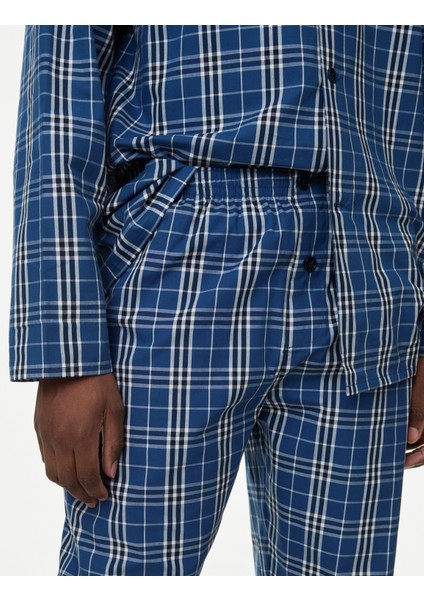 Saf Pamuklu Uzun Kollu Pijama Takımı