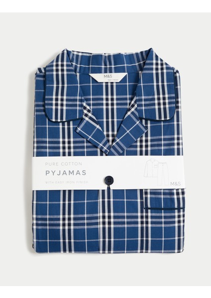 Saf Pamuklu Uzun Kollu Pijama Takımı