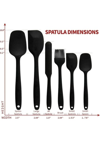 Siyah 13 Parçalık Silikon ve Teflon Plastik Spatula Seti - Yüksek Isıya Dayanıklı ve Yapışmaz Silik
