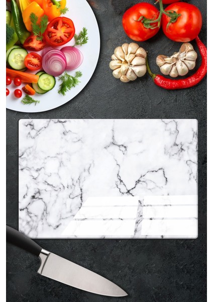 1 Parça Kesim Panosu White Marble Cam Beyaz 20 x 30 modelleri