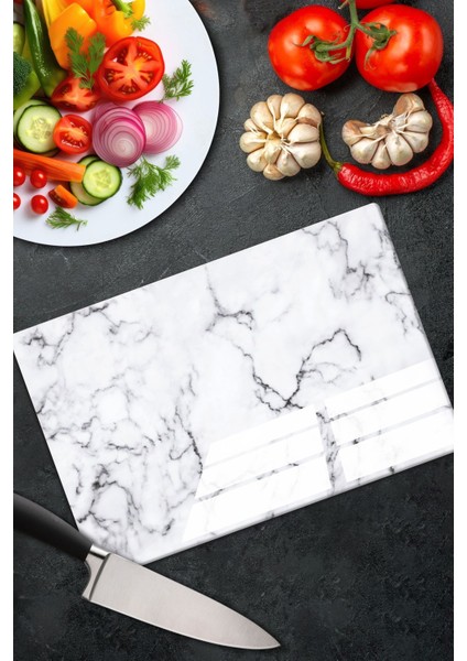 1 Parça Kesim Panosu White Marble Cam Beyaz 20 x 30 fırsatları