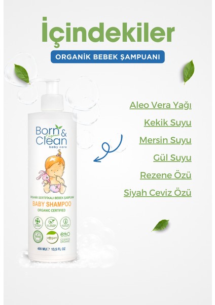 Born & Clean Organik Bebek Şampuanı - 400ML