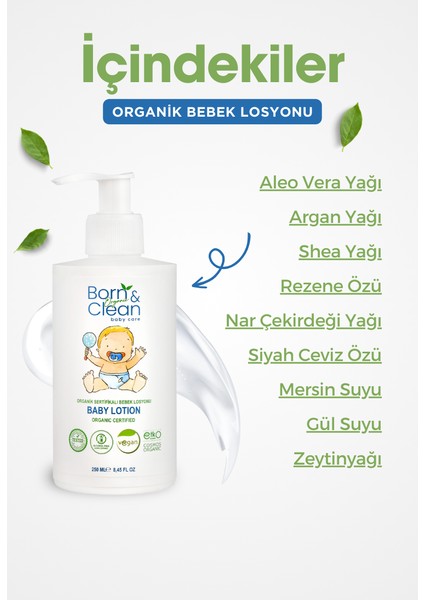 Born & Clean  Organik Sertifikalı Bebek Losyonu X2 Adet