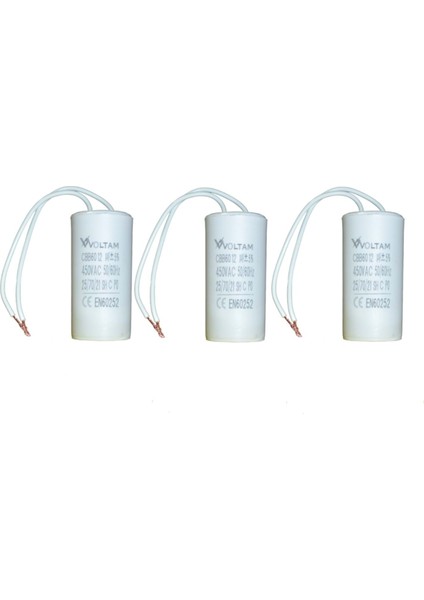 12 Mf 450 Volt 3' Lü Paket Daimi Devre Kondansatör