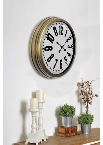 40 cm Eskitme Metal Klasik Duvar Saati, şık ve zarif dekoratif saat, modern tarz