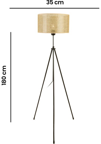 Nisa Luce Marla Tripod Lambader - Kahverengi Başlık / Siyah Ayak - 180 cm