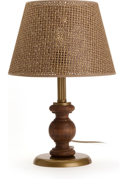 Lighting Fiona Ahşap Abajur - Ceviz Ayak / Kahverengi Başlık - 40 cm