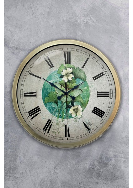 40 cm Çok Renkli Modern Metal Çiçekli Dekoratif Duvar Saati