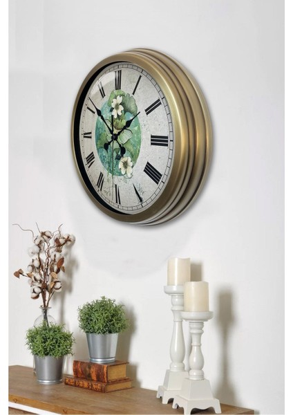 40 cm Çok Renkli Modern Metal Çiçekli Dekoratif Duvar Saati
