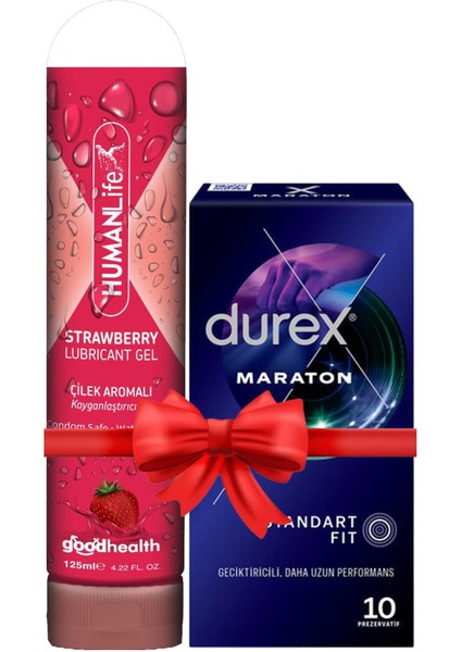 Maraton Prezervatif 10'lu + Humanlife 125 ml Çilek Aromalı Jel Lubricant