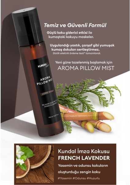 Rahatlatıcı Yastık Spreyi Kundal Aroma Pillow Mist 150ML (Jasmine Woody)