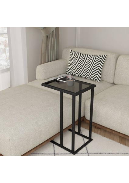 Füme Camlı C Sehpa - Siyah / Füme - 60 cm fırsatları