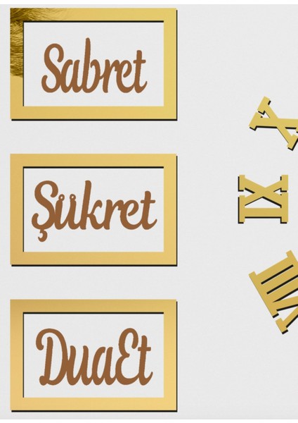 3D Roma Rakamlı Saat ve Dua Panosu Seti, Beyaz Altın Renkli, Modern ve Şık Dekorasyon fiyatları