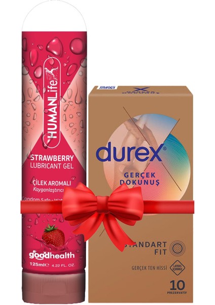 Gerçek Dokunuş Ultra Kaygan Prezervatif 10'lu + Humanlife 125 ml Çilek Aromalı Jel Lubricant