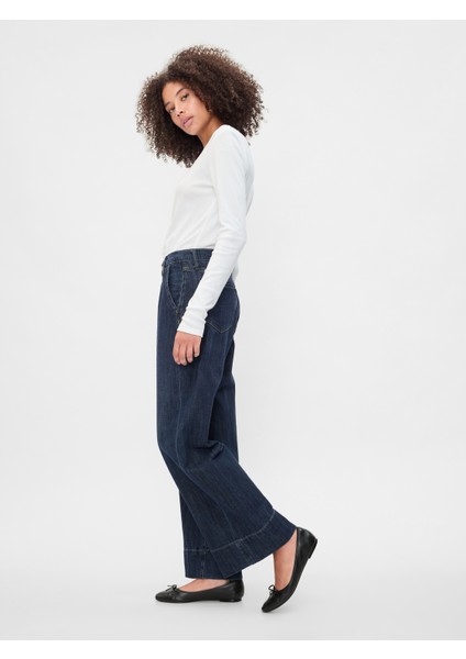 Kadın Mavi High Rise Wide-Leg Jean Pantolon fiyatları