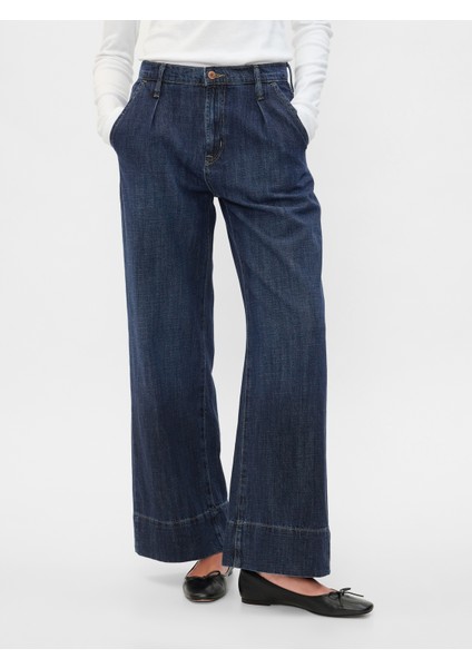 Kadın Mavi High Rise Wide-Leg Jean Pantolon modelleri