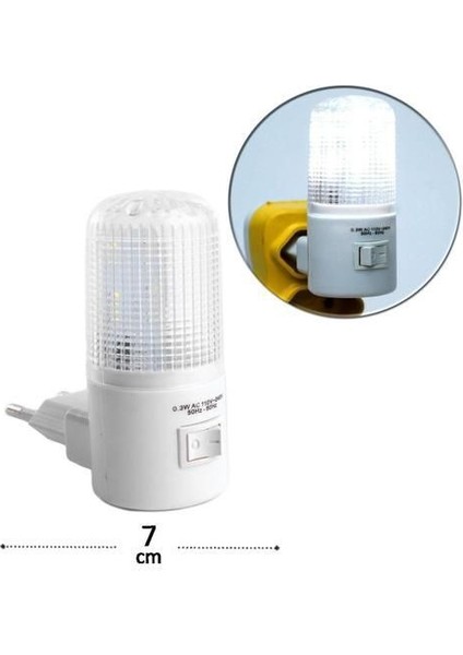 1 Watt Beyaz Işık, Çok Kaliteli, Fişli, Aç - Kapa Düğmeli Gece Lambası, 8 cm Beyaz Işık Gece Lambası modelleri