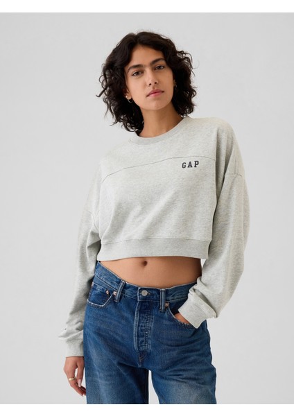 Kadın Gri Gap Logo Vintage Soft Crop Sweatshirt