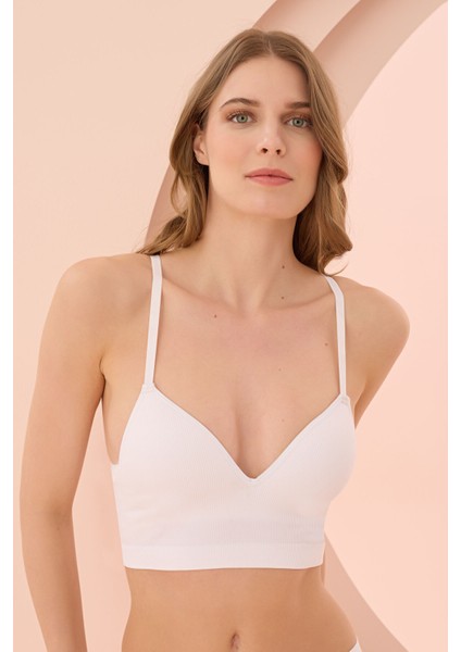 Beyaz Dikişsiz Dolgusuz Sütyen