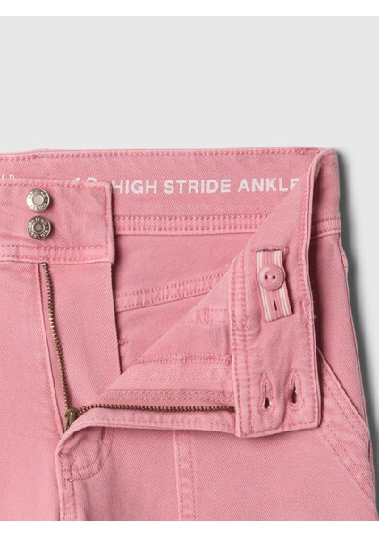 Kız Çocuk Pembe High Rise Stride Wide-Leg Ankle Jean Pantolon