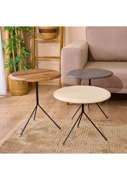 Trio 3'lü Zigon Sehpa - Kahverengi - 41 cm