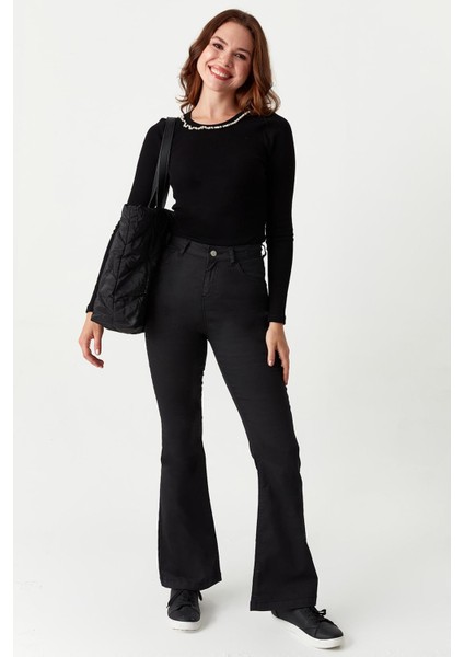 Kadın Ispanyol Paça Skinny Jeans