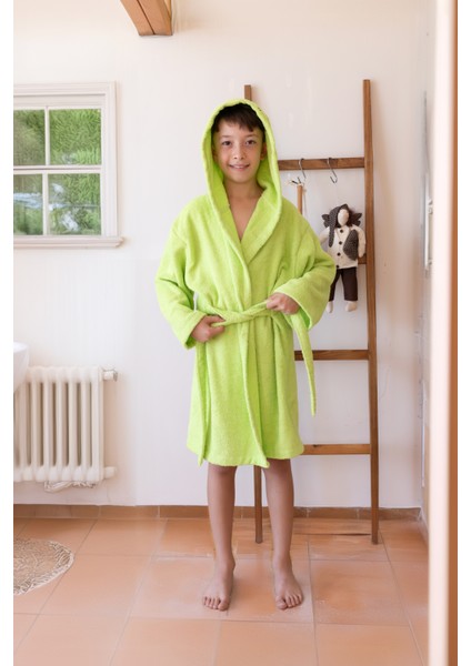 Kapüşonlu Çocuk Bornozu,pamuklu,kulaklı,hayvan Figürlü-Kurbağa fırsatları