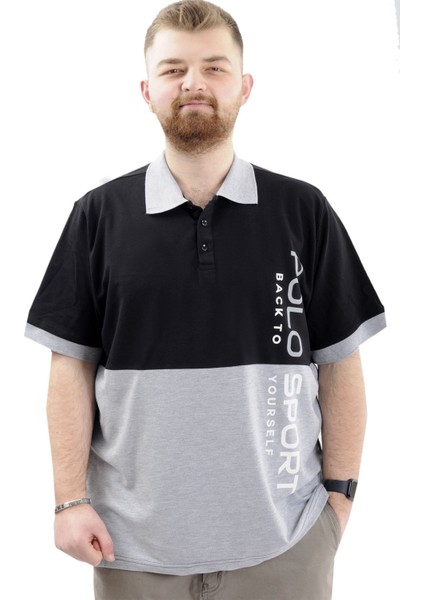Büyük Beden Erkek Polo Yaka T-Shirt Polo Sport U24323 Grimelanj