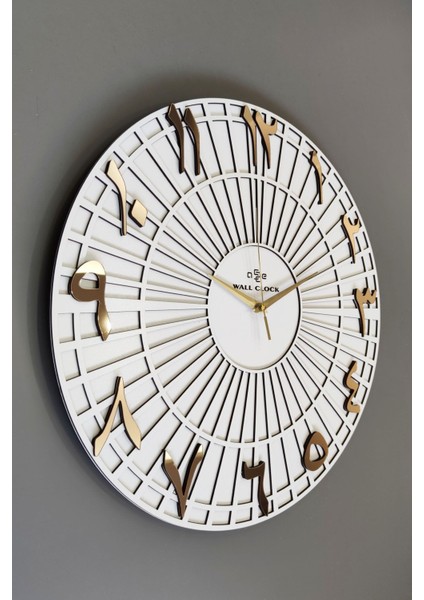 Beyaz ve sarı renklerde modern yuvarlak sessiz duvar saati 50x50cm fiyatları
