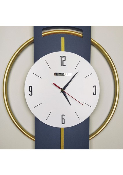 Şık Hareketli Sarkaçlı Modern Duvar Saati 80x53, Beyaz, Güncel Tasarım