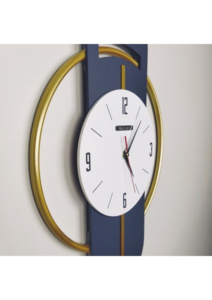 Şık Hareketli Sarkaçlı Modern Duvar Saati 80x53, Beyaz, Güncel Tasarım