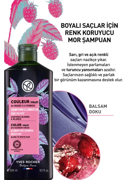 Yves Rocher Boyalı Saçlar Için (Couleur) Turunculaşma Karşıtı Mor Şampuan - Sülfatsız & VEGAN-300 ml