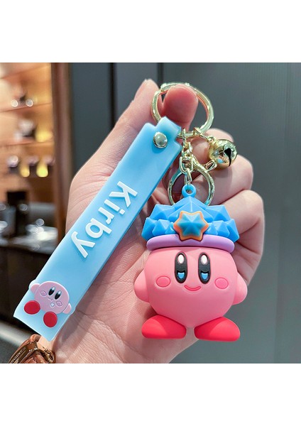 Kirby Mavi Şapka Yıldız Çanta Dekorasyonu Küçük Anahtarlık (Yurt Dışından)