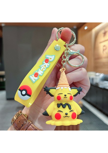 Cing Çift Katmanlı Koni Pikachu Çanta Dekorasyonu Küçük Anahtarlık (Yurt Dışından)