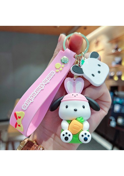 Pembe Kulaklar Pacha Köpek Çanta Dekorasyonu Küçük Anahtarlık (Yurt Dışından)