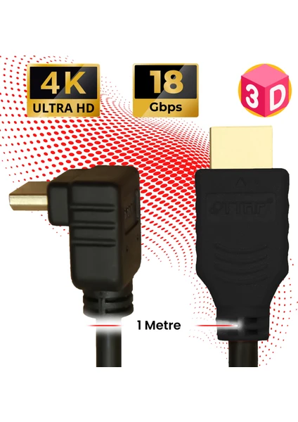 HDMI 2.0 4K Ultra Hd 60 Hz L Tipi Ses ve Görüntü Aktarım Kablosu 1 Metre