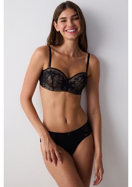 Lotus Lace Dantel Siyah Sütyen