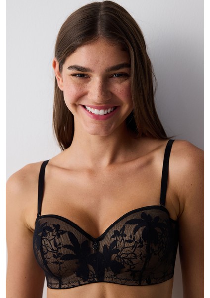Lotus Lace Dantel Siyah Sütyen