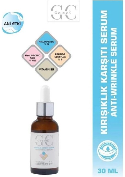 Gencee Dolgunlaştırıcı ve Kırışık Karşıtı Hyalüronik Asit Serum (%5 Peptide ve Niacinamide) 30 ml