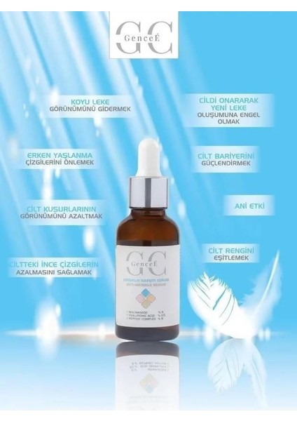 Gencee Dolgunlaştırıcı ve Kırışık Karşıtı Hyalüronik Asit Serum (%5 Peptide ve Niacinamide) 30 ml
