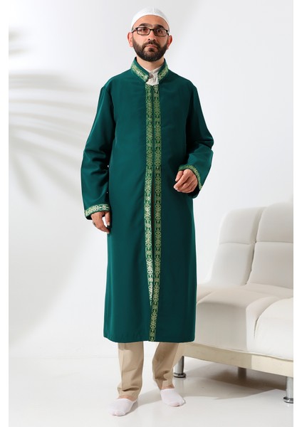 Yeşil Erkek Namaz Elbisesi Işlemeli Hakim Yaka Imam Cübbesi fırsatları
