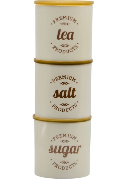 Seramik 3'lü 14CM Sugar Tea Coffee Saklama Kabı Vakum Kapaklı fiyatları