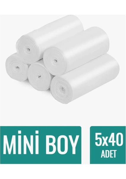 Mini Boy Şeffaf Çöp Poşeti 5 Rulo * 40 Adet Poşet